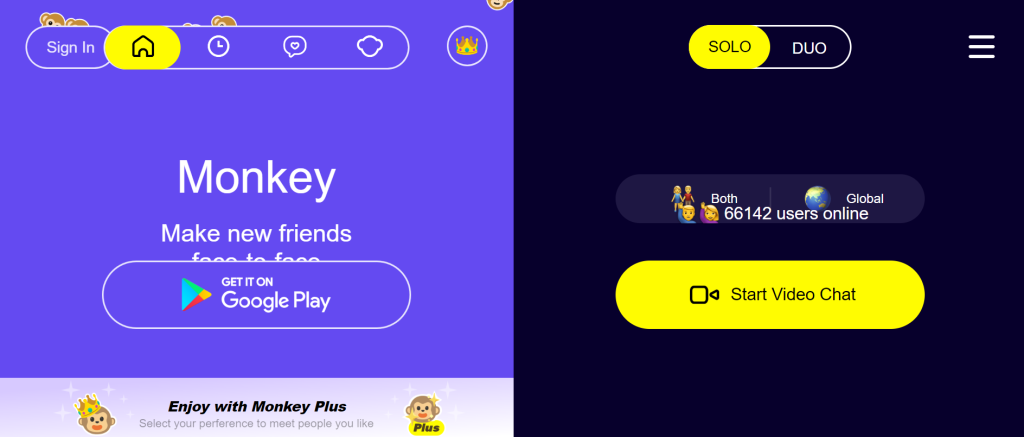 Monkey is a popular Omegle alternative app 