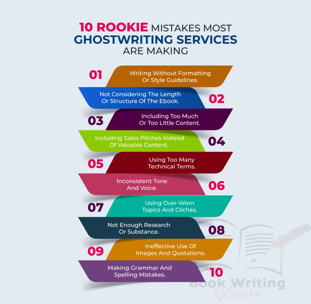This image illustrates 10 Rookie Mistakes Most Ghostwriting Services Are Making. Url: https://inhouse.cryscampus.com/wordpress/bwe/ghostwriting-services/